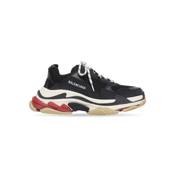 Balenciaga Shoes - Balenciaga Triple S Black and Red Sneakers